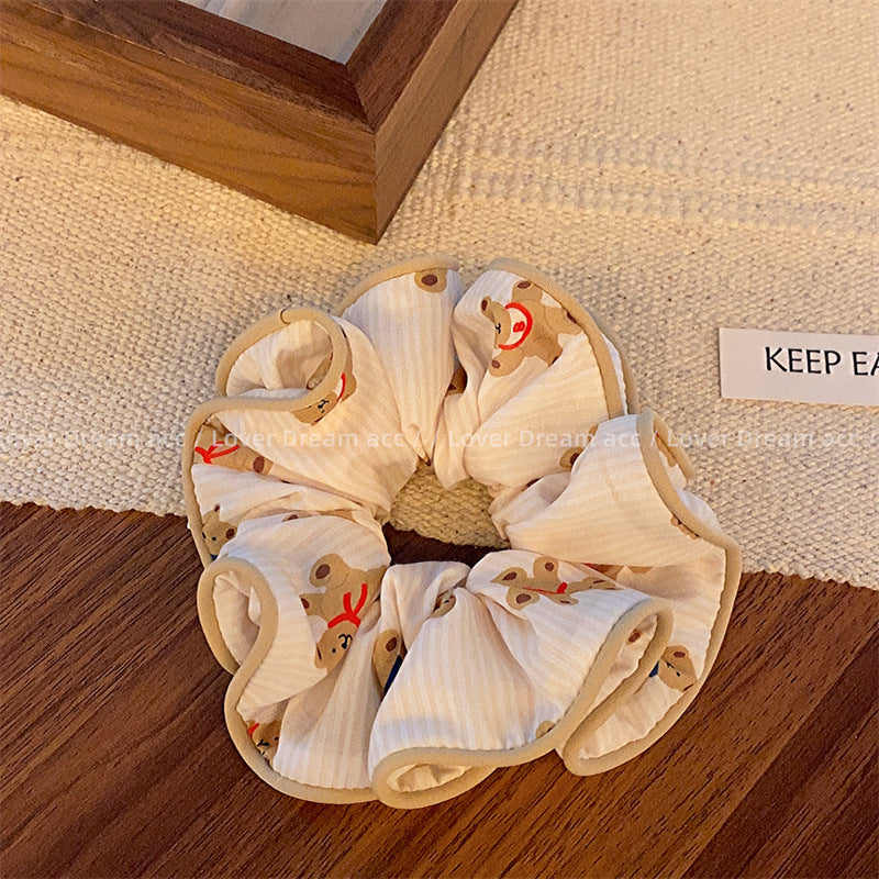 Wholesale of Colored Bear Floral Fabrics Hair Scrunchies